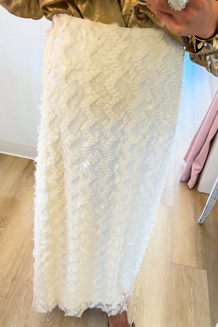 Ivory Sequin Maxi Skirt