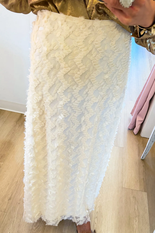 Ivory Sequin Maxi Skirt