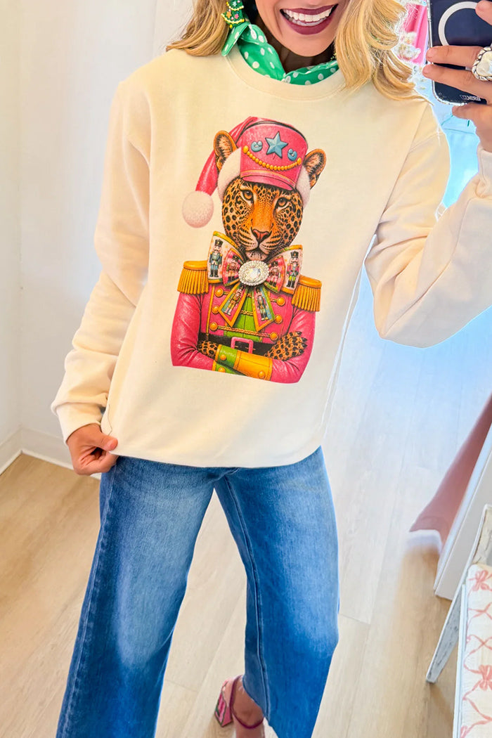 Cream Cheetah Nutcracker Sweater