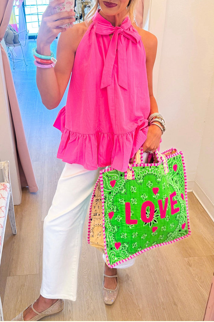 Quilted Bandana Love Letter Tote Bag