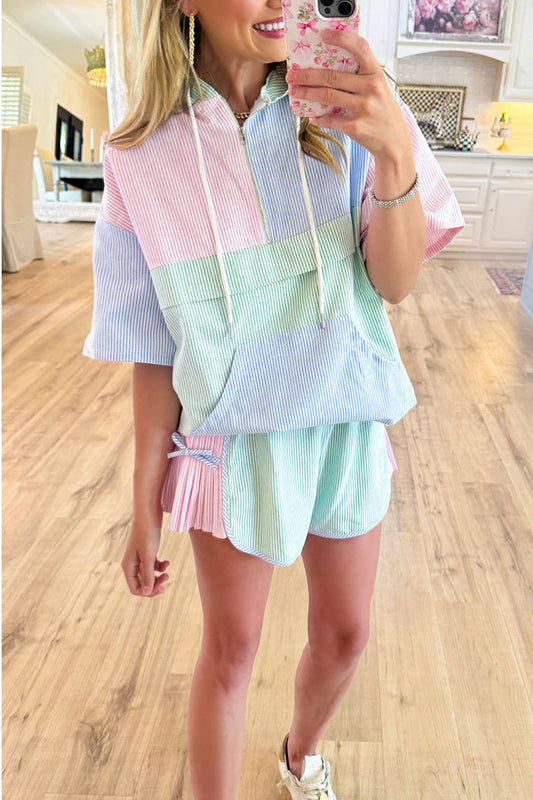 Multicolor Striped Short Suit
