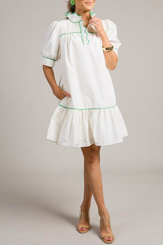 Ruffles Collar Pocket Dress