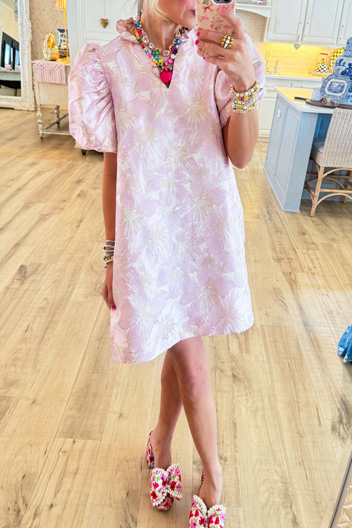 Ruffle Floral Puff Sleeve Dress