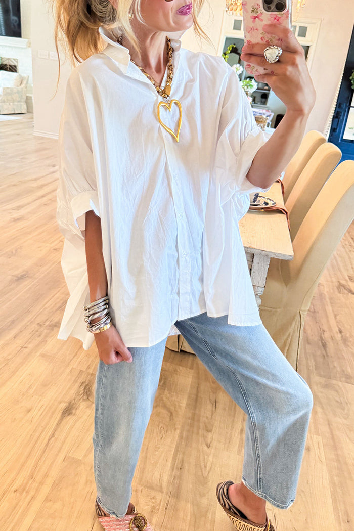 Casual White Button Down Top