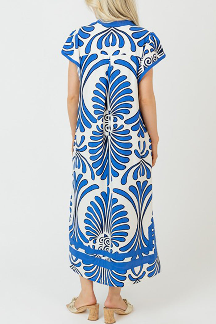 Printed Slit Pocket Midi Dress