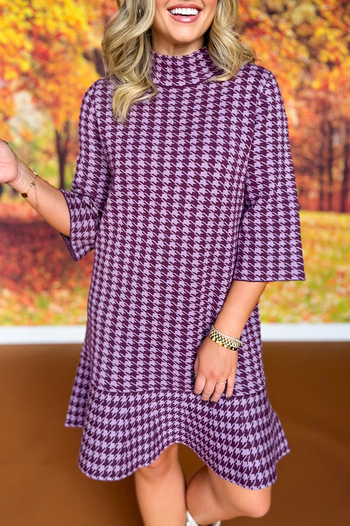 Funnel Neck Flounce Ruffle Sweater Dress