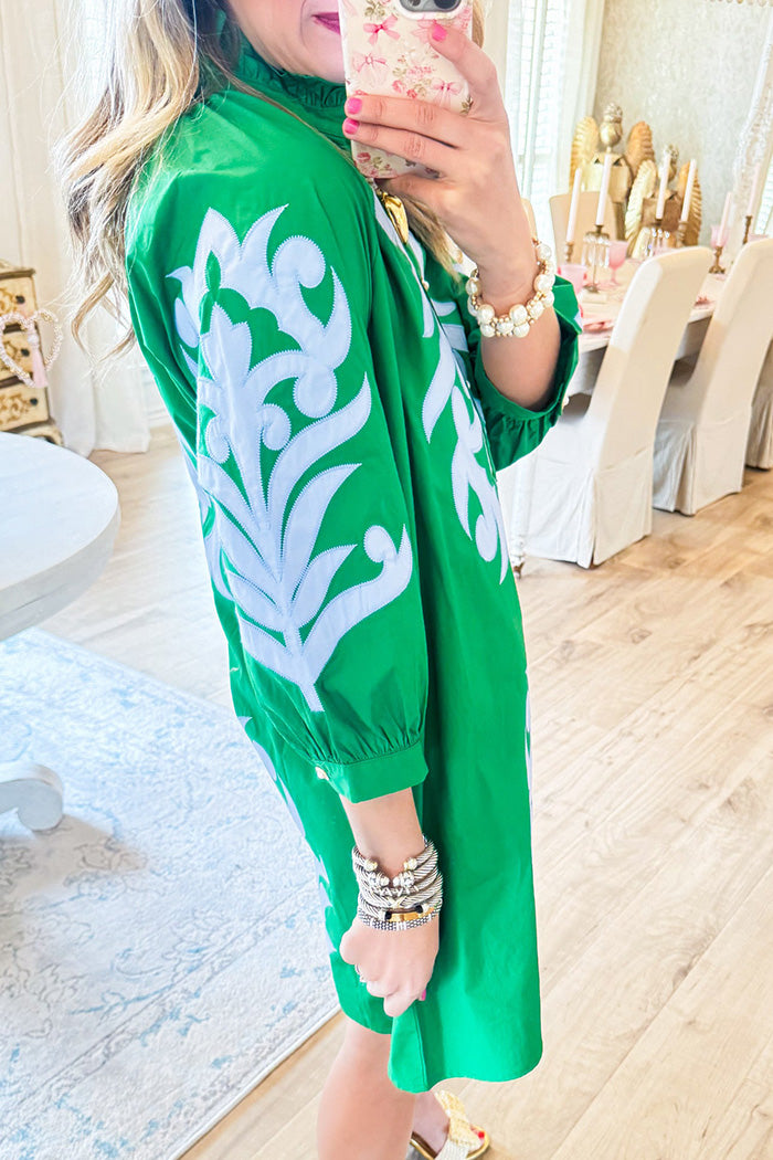 3/4 Sleeve Contrast Printed Dress
