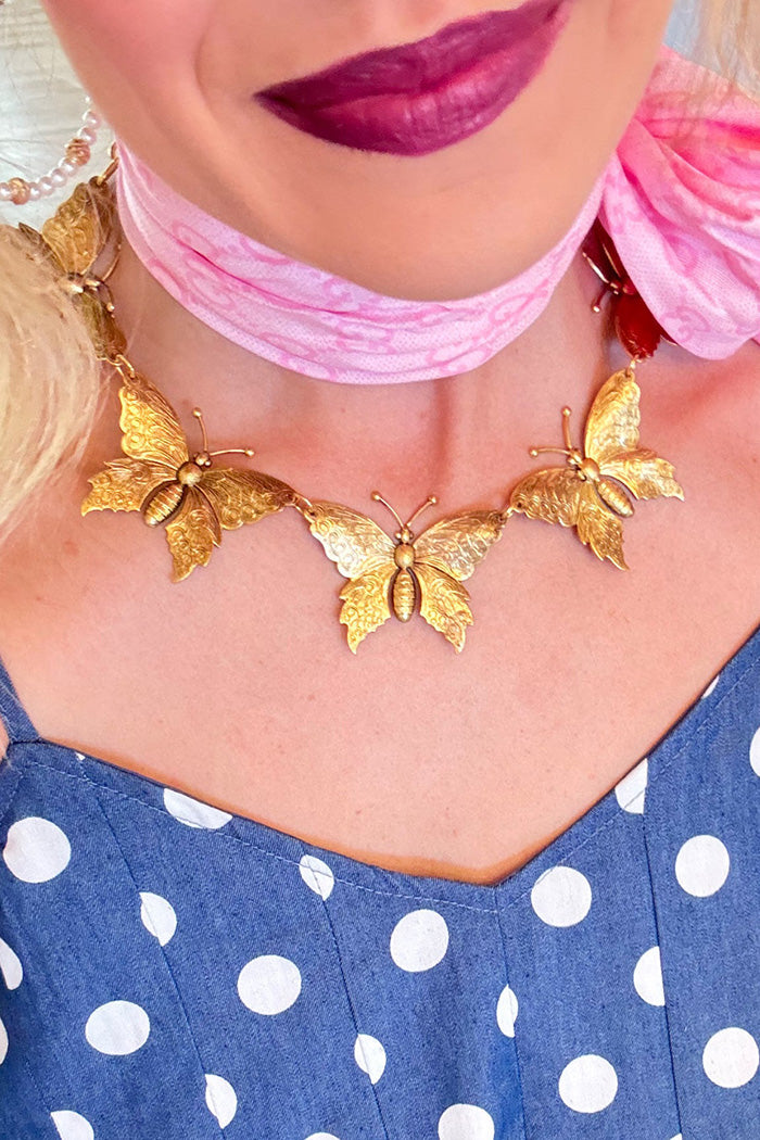 Vintage Butterfly Charm Necklace
