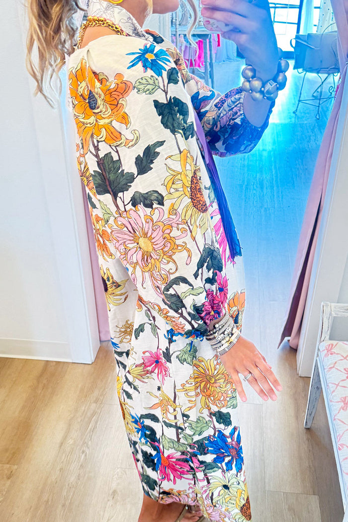 Balloon Sleeve Floral Garden Maxi Dress