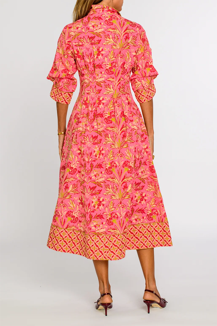 Chic Floral Pocket Shirt Dress