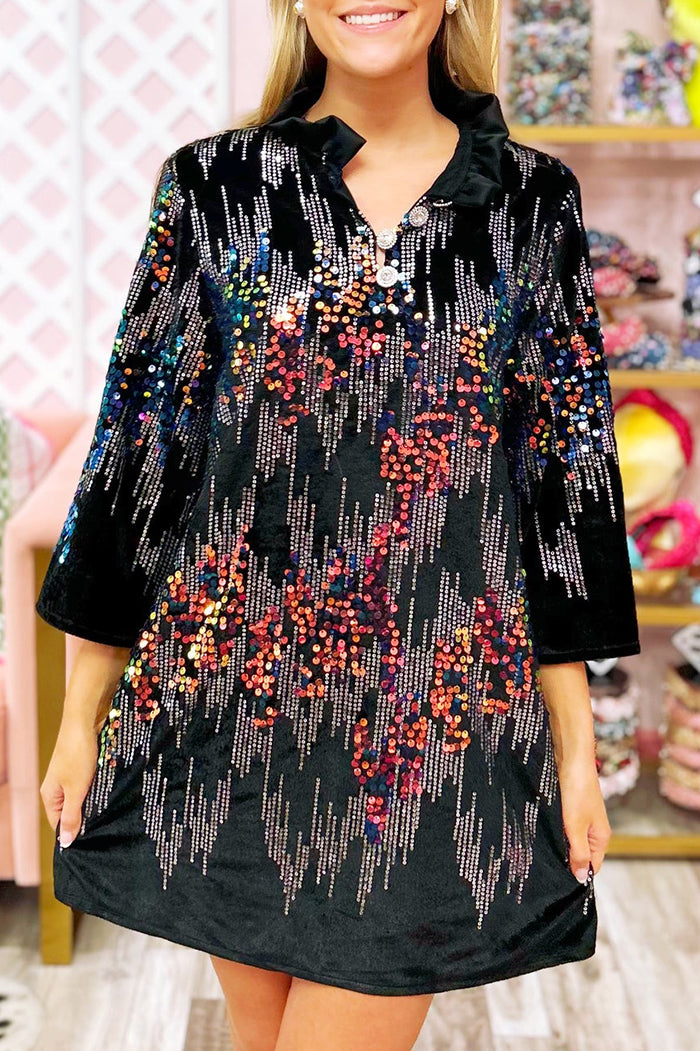 Sequin-Embellished Shift Dress