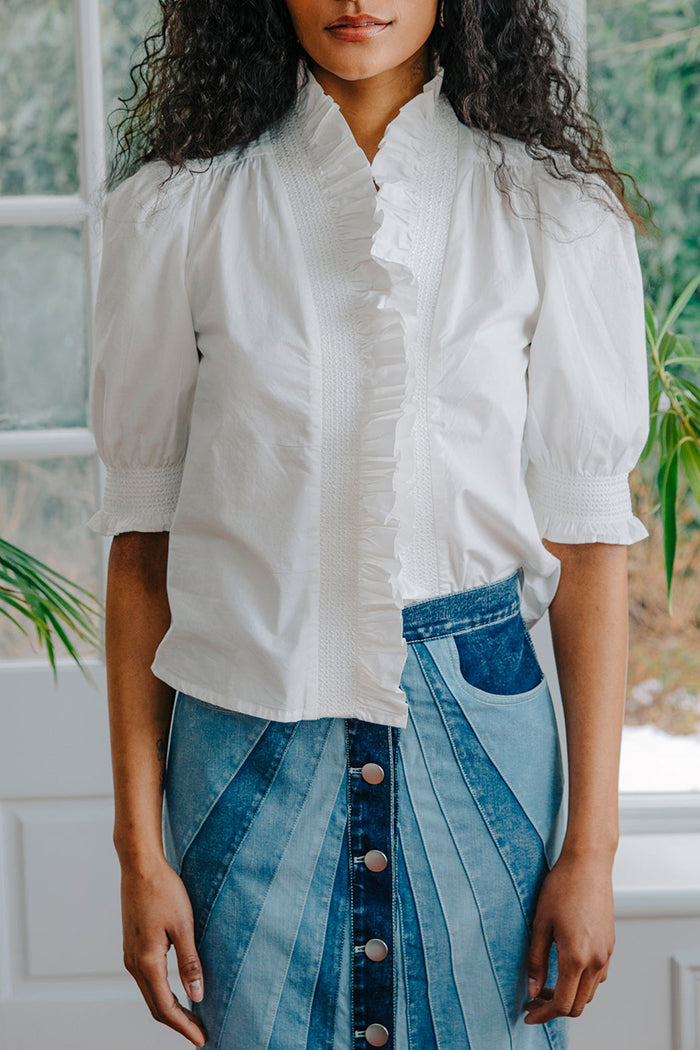 Ruffled Puffed Short Sleeve Top