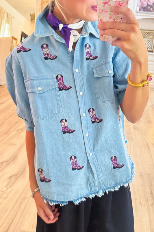 Button Pocket Purple Boot Top