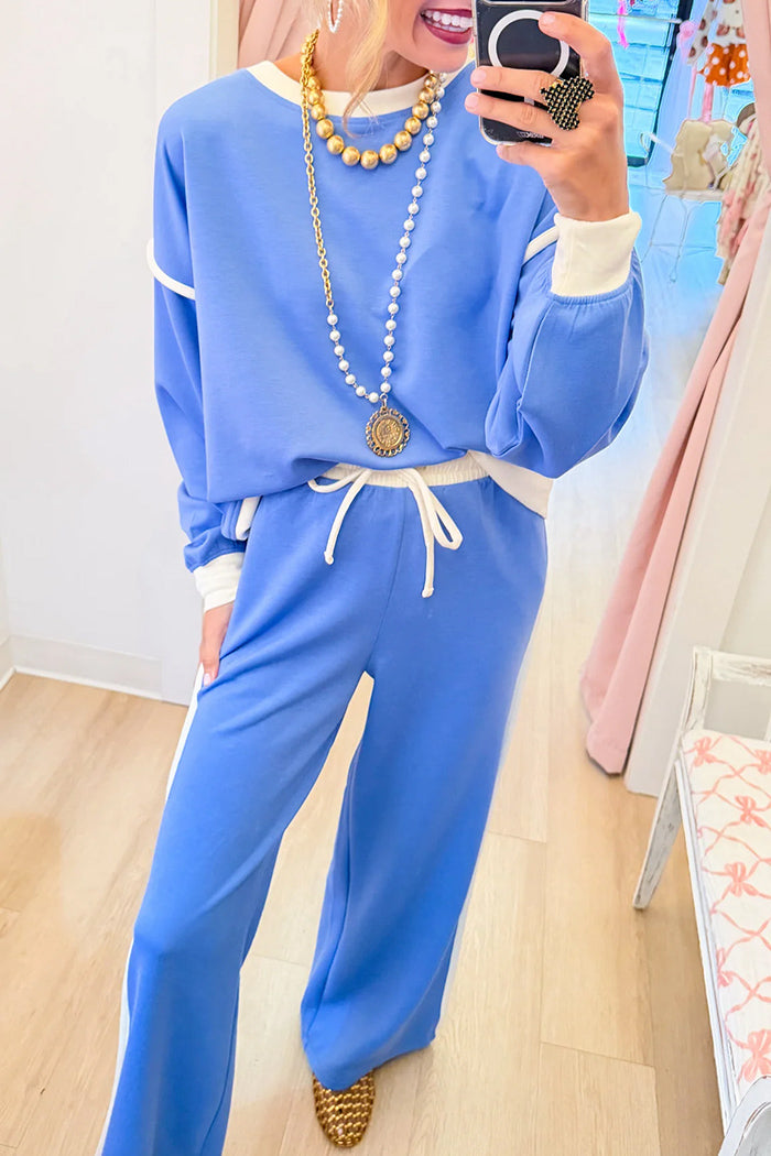Casual Contrast Trim Scuba Set