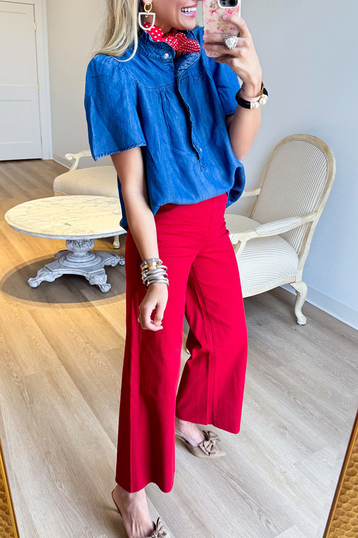 Short Sleeve Button Down Top