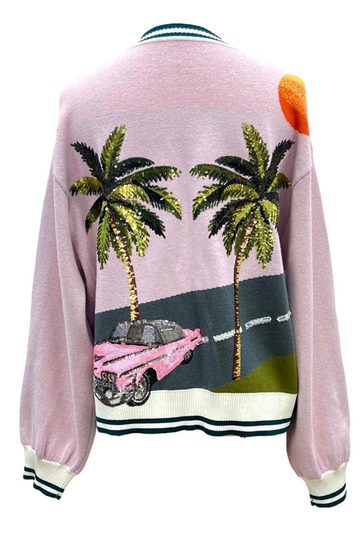 Sparkle Palm Tree Print Cardigan