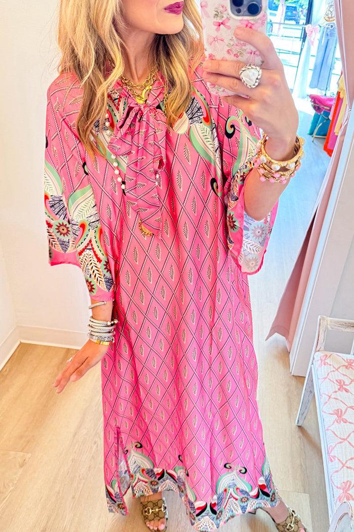 Pink Print Lounge Maxi Dress