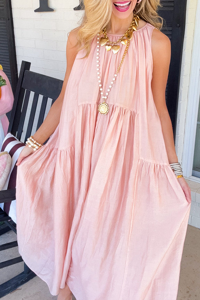 Tie Back Pocket Midi Dress