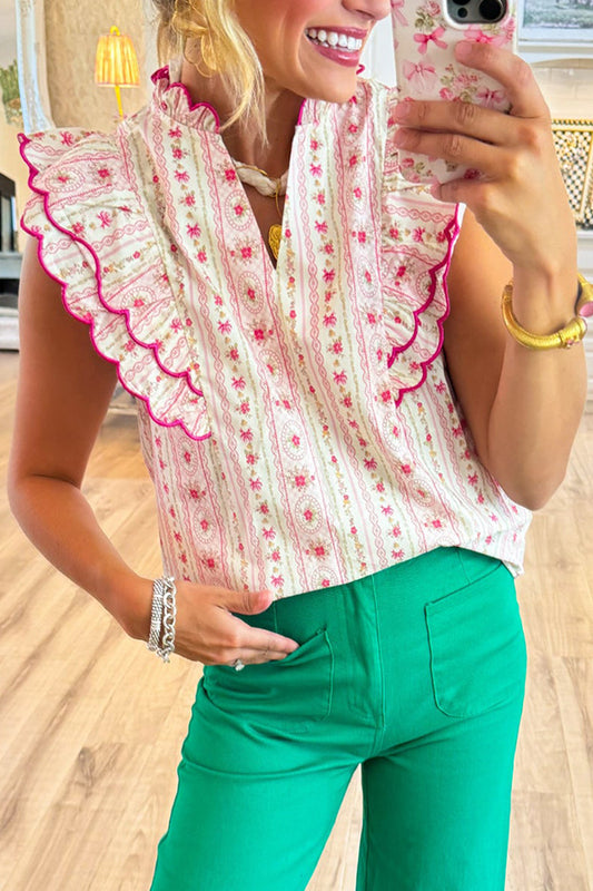 Ruffle Sleeve Floral Top