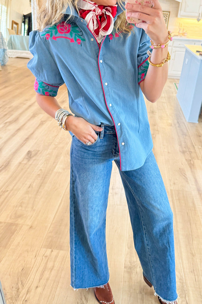 Raw Hem Wide Leg Denim Pants
