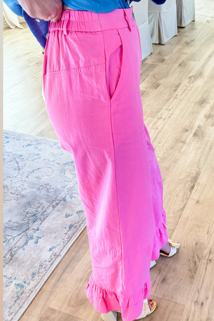 Ruffle Hem Flare Pants