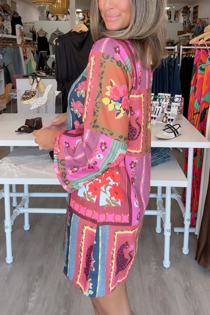 Vintage Patchwork Print Dress