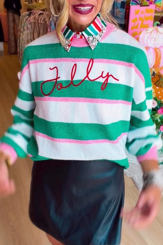 Long Sleeve Stripe Knit Sweater
