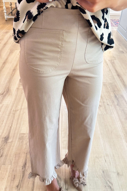 Straight Leg Ruffle Hem Pants
