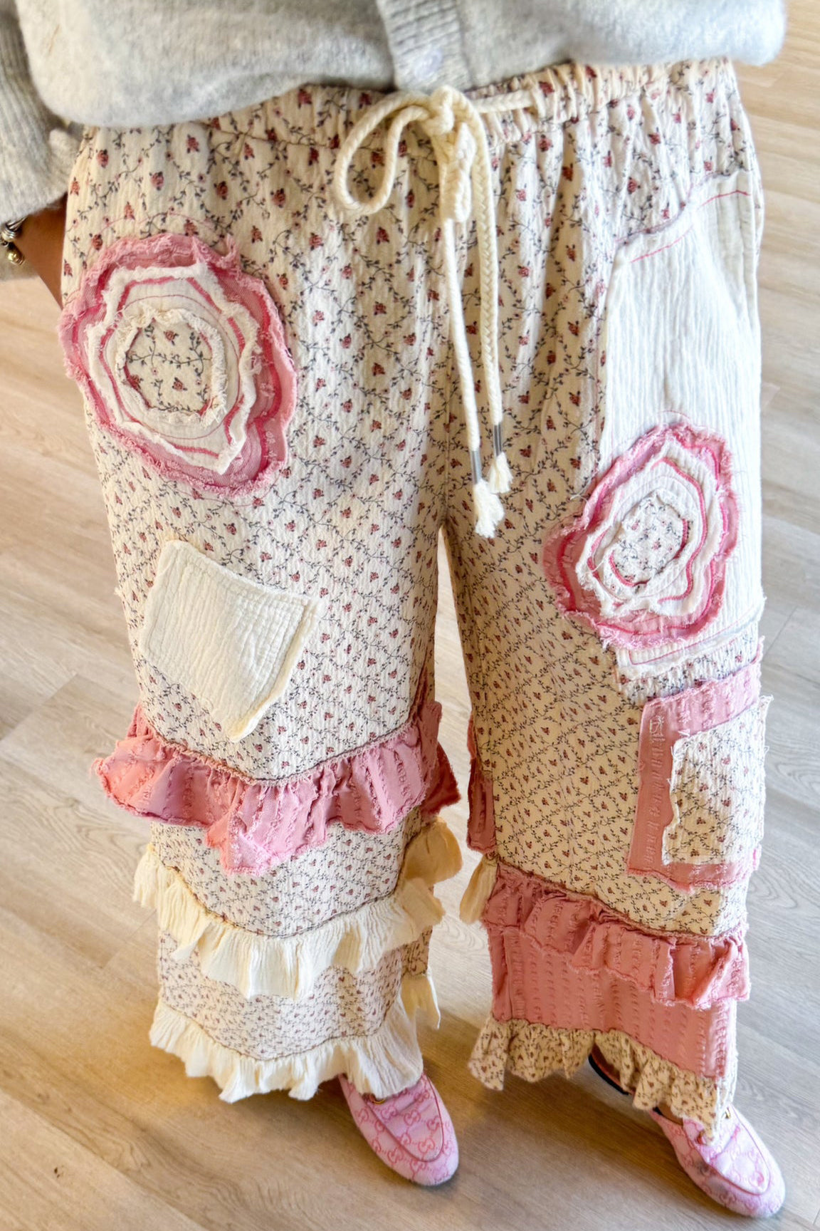 Pink Ruffle Patch Pants