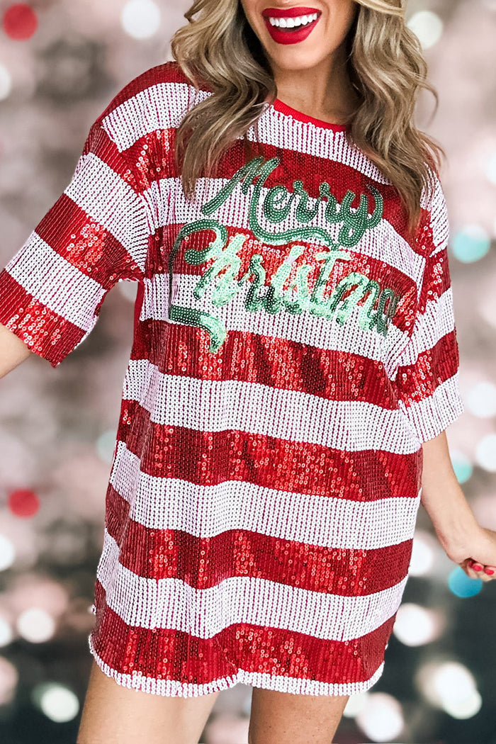 Merry Christmas Sequin T-shirt dress
