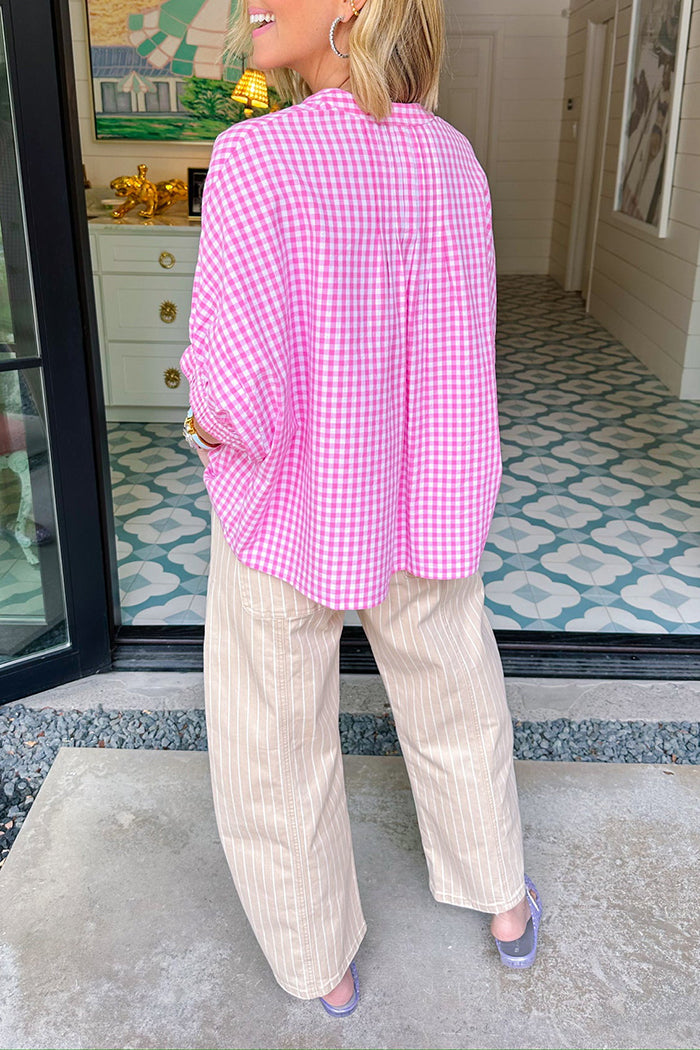 Darling Donkey Gingham Button Up Top
