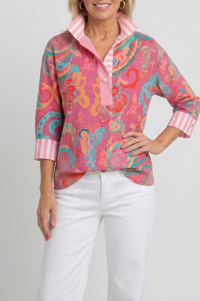 Paisley Print Collared Top