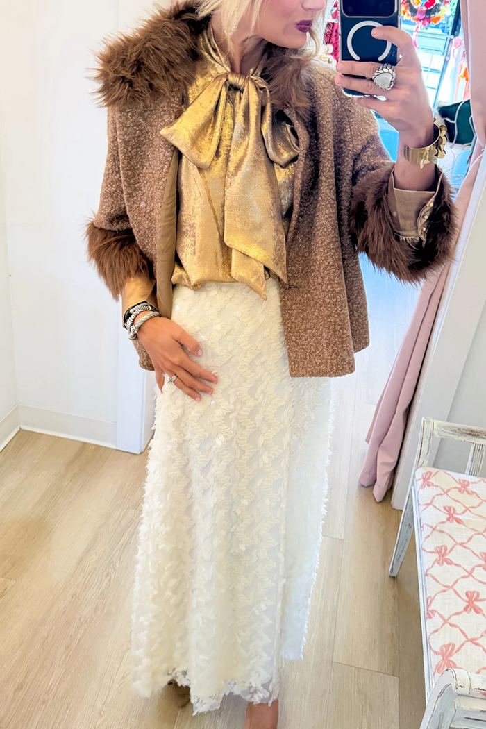 Mocha Boucle Fur Trim Jacket