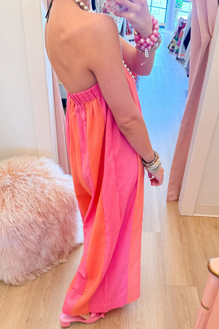 Striped Strapless Pocket Jumpsuit