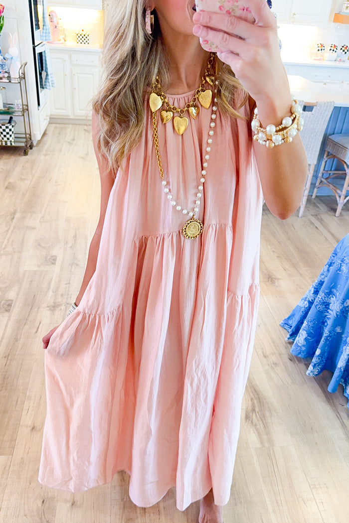 Tie Back Pocket Midi Dress