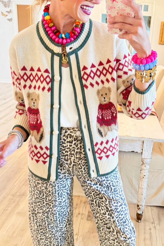 Casual Animal Pattern Knit Cardigan