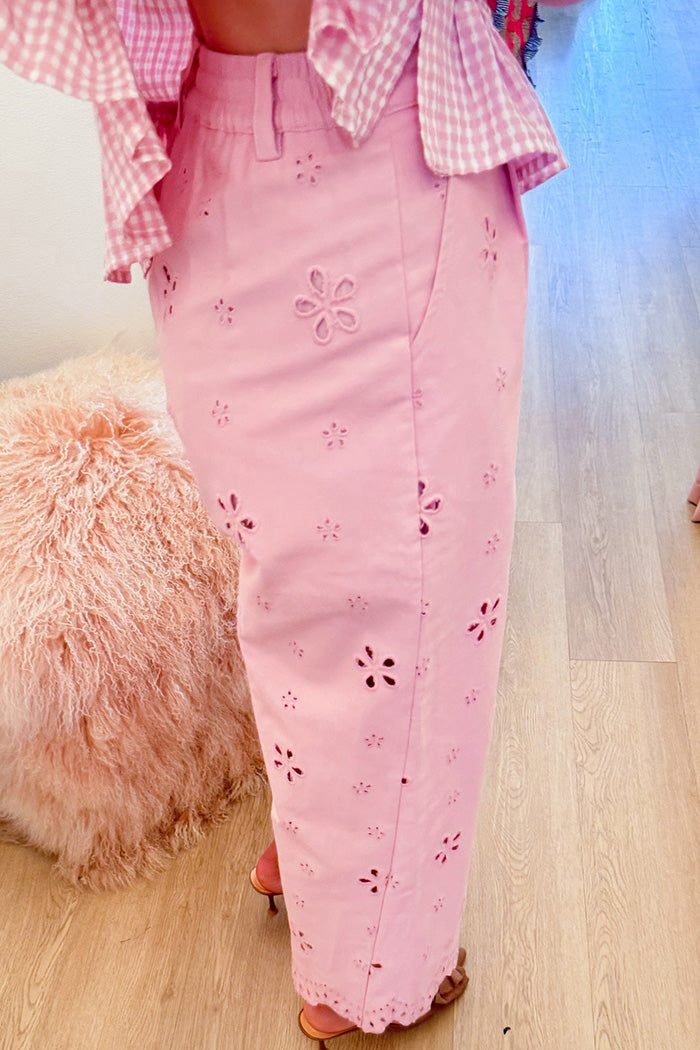 Light Pink Pocket Eyelet Pants