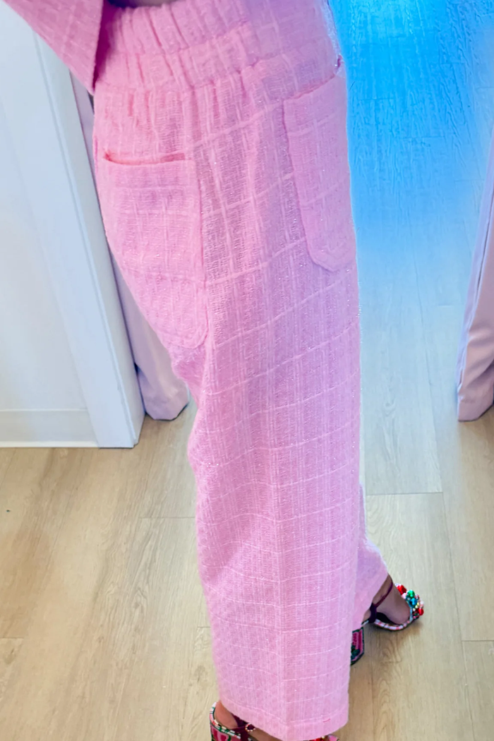 Pink Tweed Straight Pant