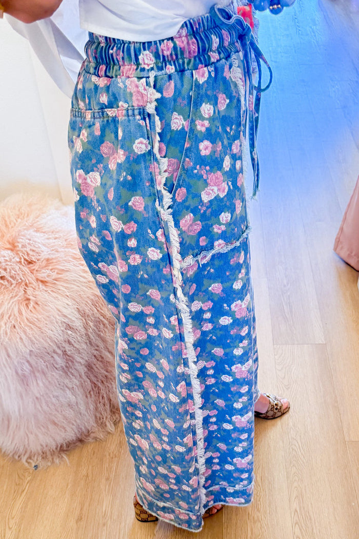 Floral Print Wide Leg Pants