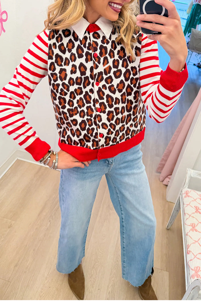 Leopard Stripe Combo Cardigan