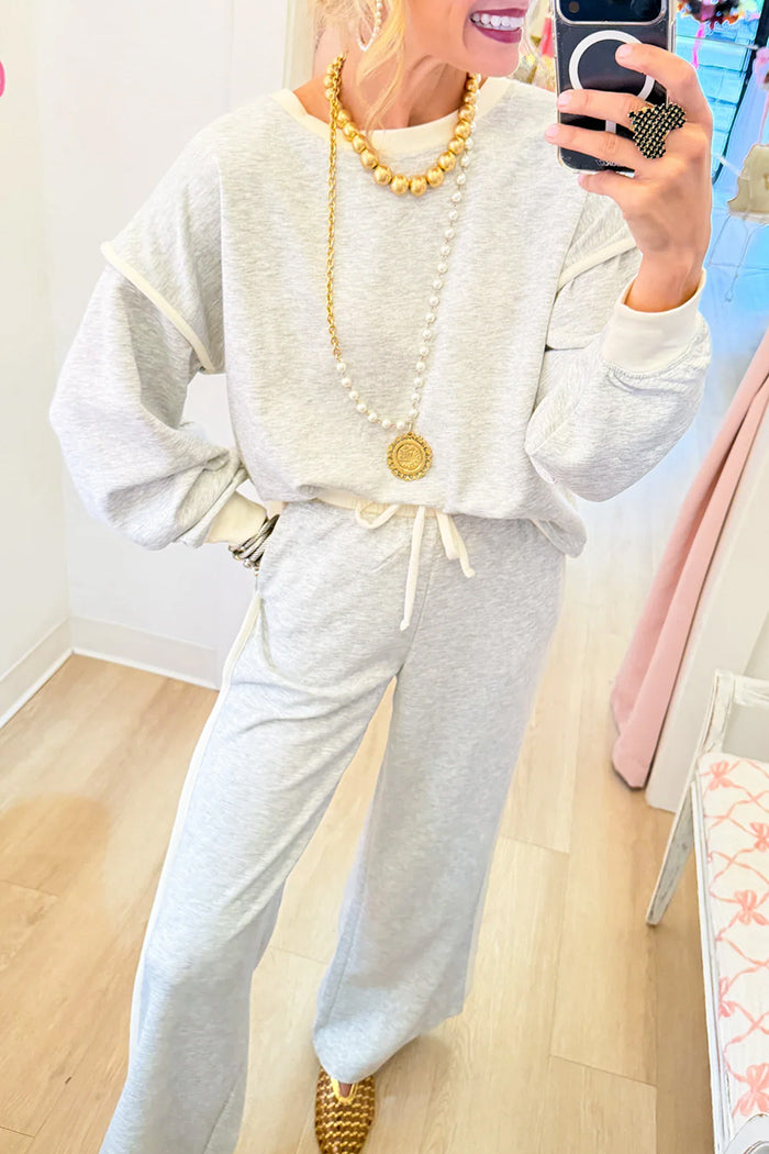 Casual Contrast Trim Scuba Set