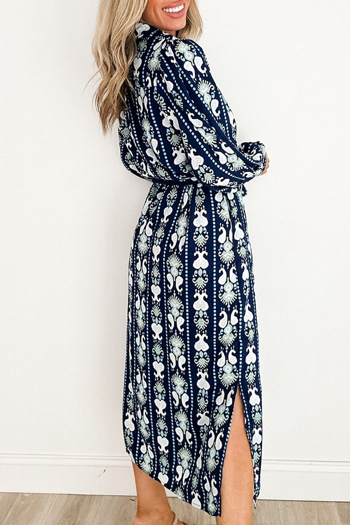 Floral Print Buttoned Pocket Midi Dress