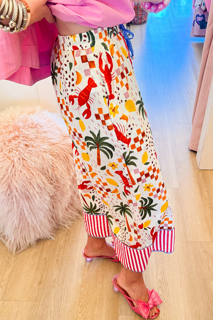 Multi Print Wide Leg Pants