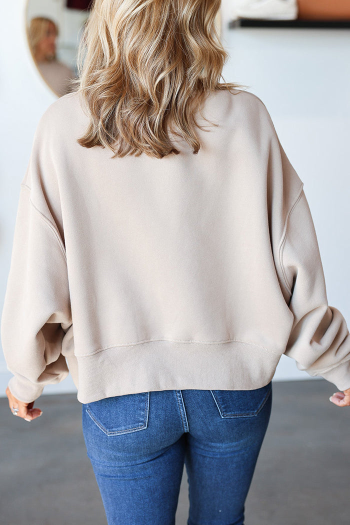 Oversized Round Neck Batwing Sleeve Sweatshirt