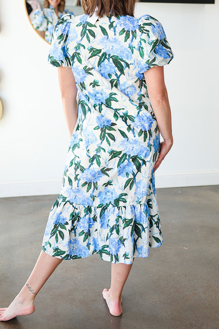 Floral Button Front Pocket Dress