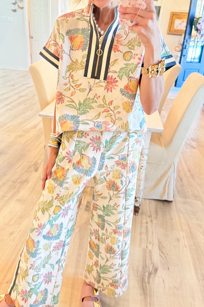 Floral Wide Leg Pant Set