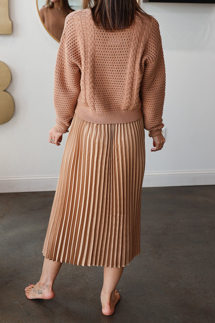 Removable Sweater Overlay Pleated Dress