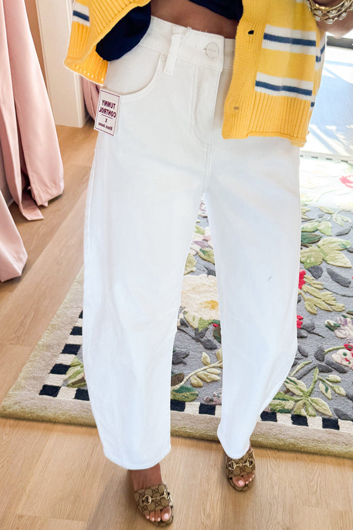 White Barrel Ankle Jeans