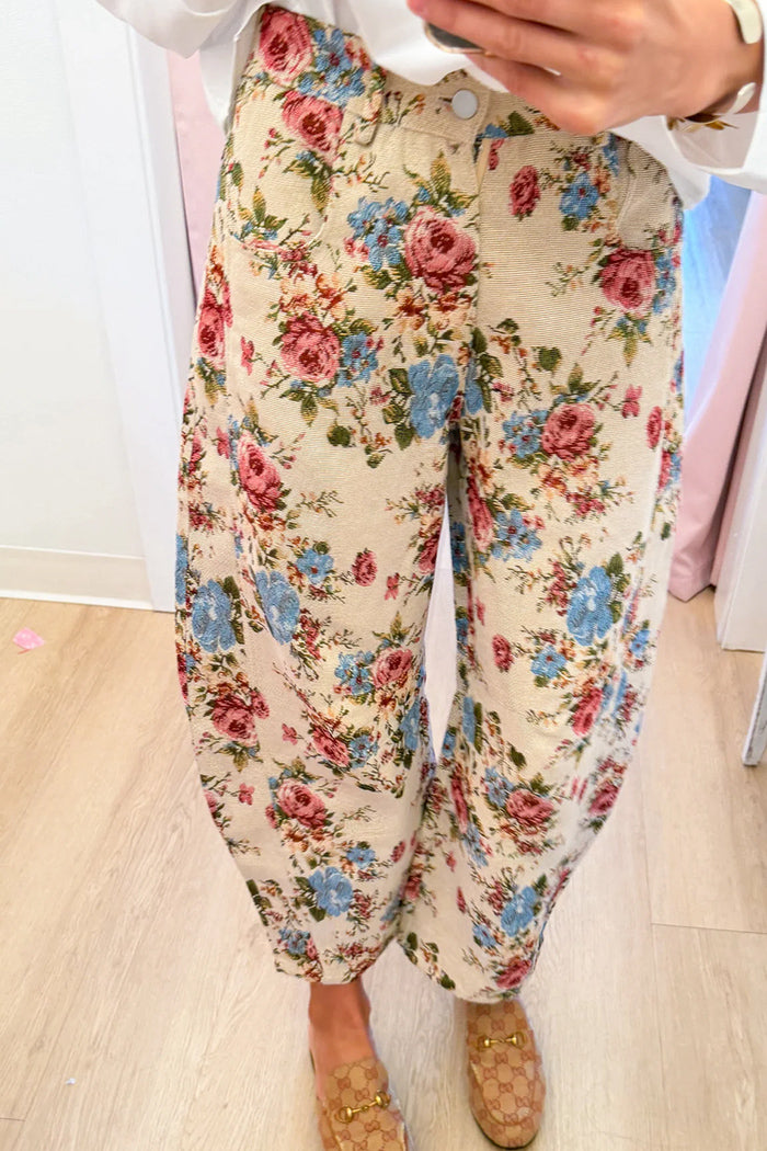 Floral Barrel Leg Pants