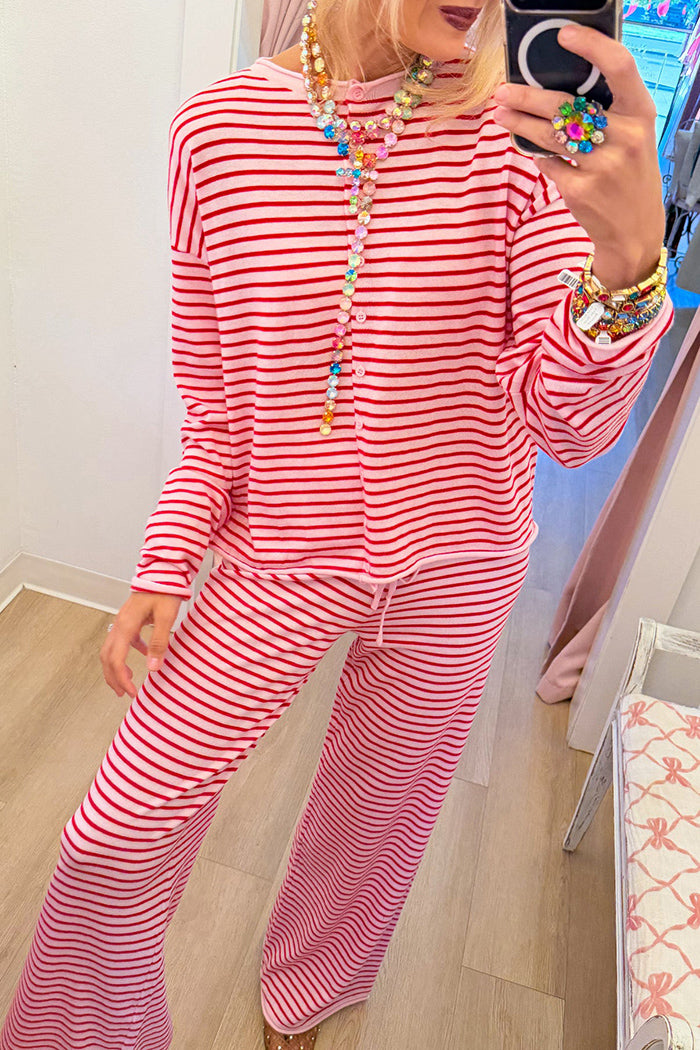 Red Pink Stripe Lounge Set
